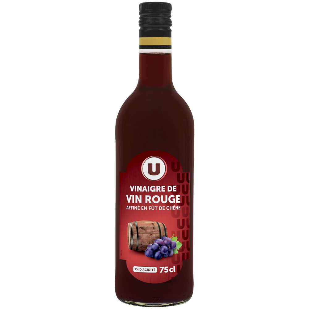 U Vinaigre de vin rouge affiné en fût de chêne 7°  bouteille en verrede75cl