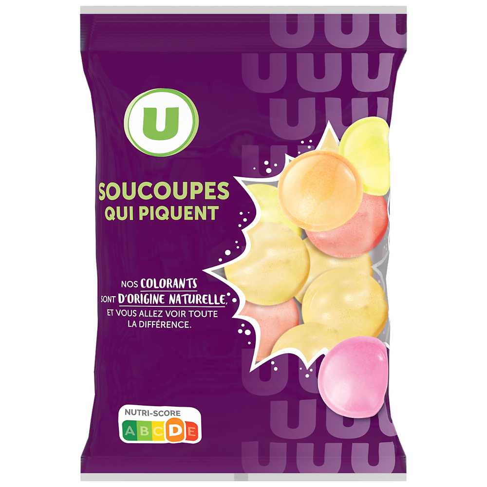 U Bonbons Confiserie soucoupes acidulées en poudre sachet de 39g