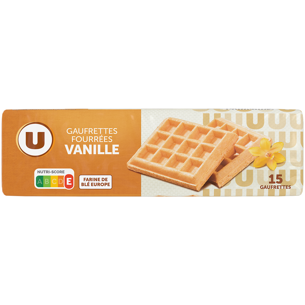 U Gaufrettes fourrées saveur vanille  paquet de 110g