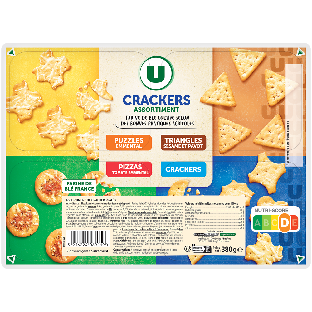 U Assortiment de crackers  coffret de 380g