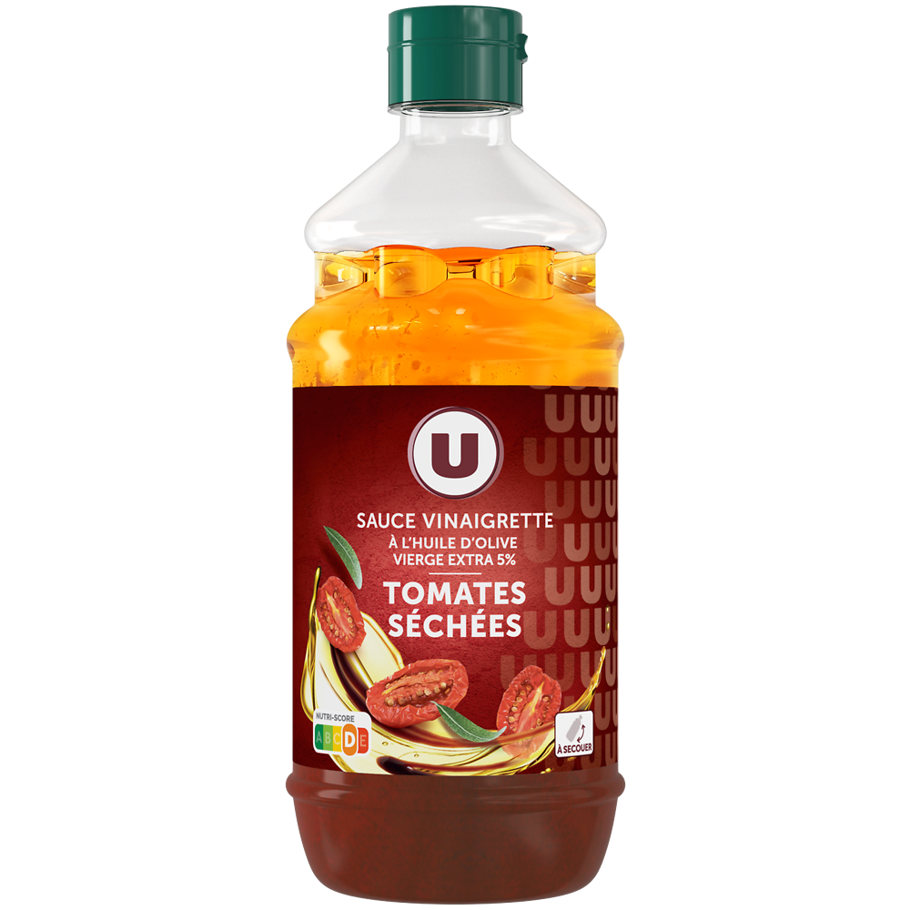 U Sauce vinaigrette à l'huile d'olive 10% et aux tomates séchées  shakerde 550ml