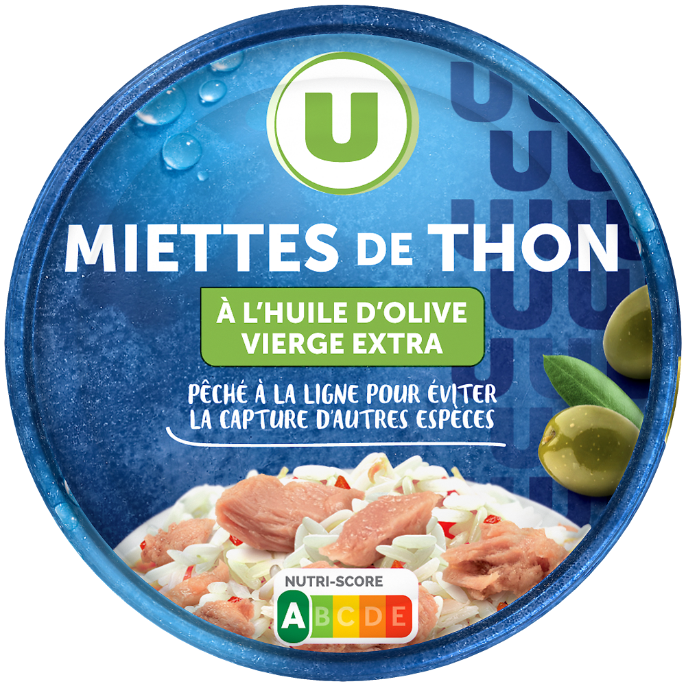 U Miettes de thon huile olive peche ligne  160g