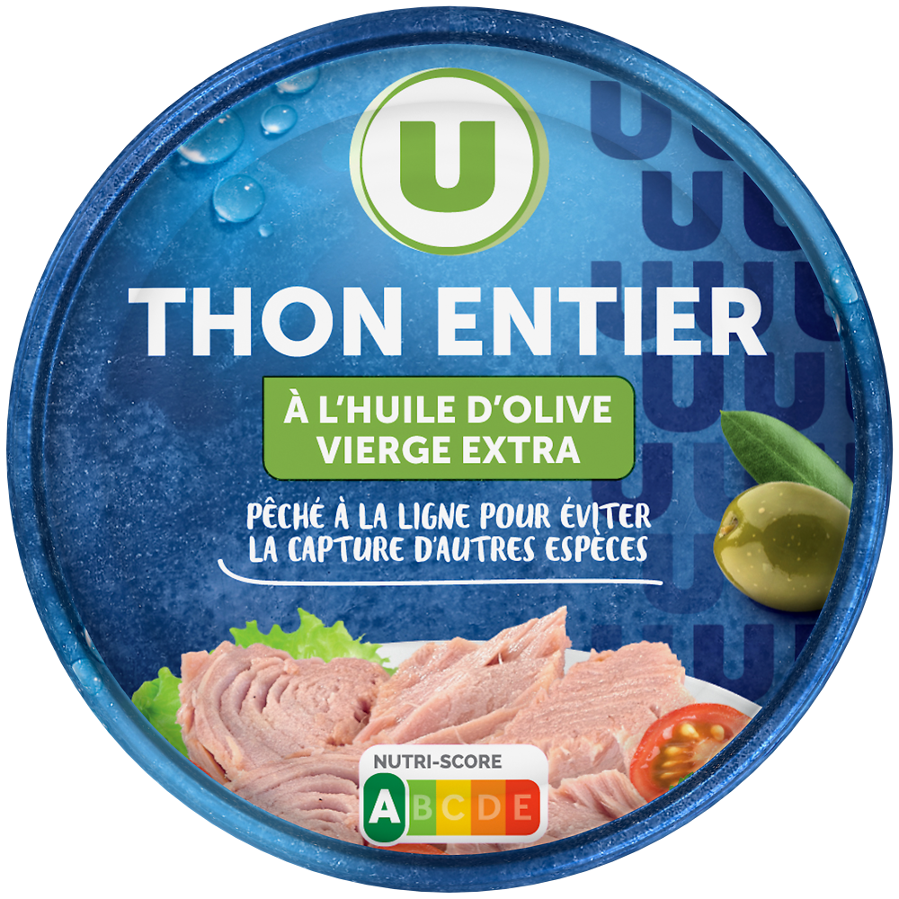 U Thon entier à l'huile d'olive pêche ligne  boîte 1/5, 160g