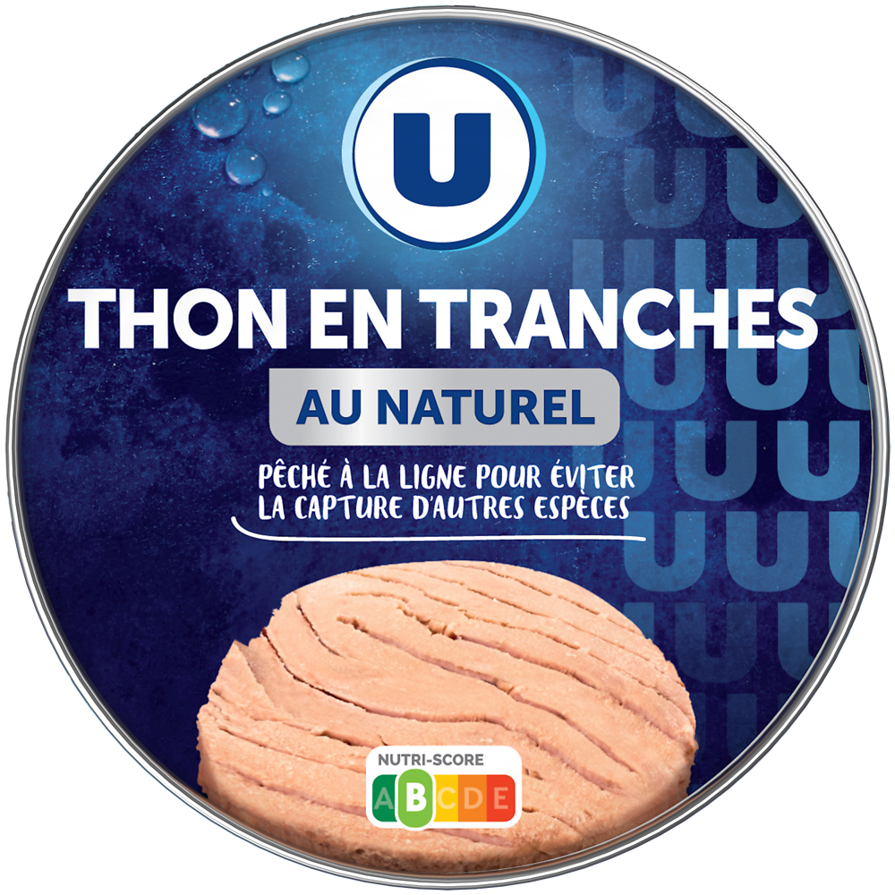 U Thon en tranche au naturel pêché à la ligne boîte 1/3 186g