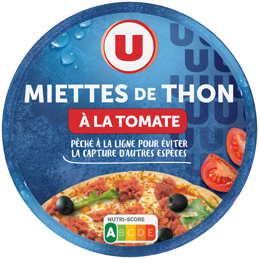 U Miettes thon à la tomate pêché ligne boîte, boîte de 160g