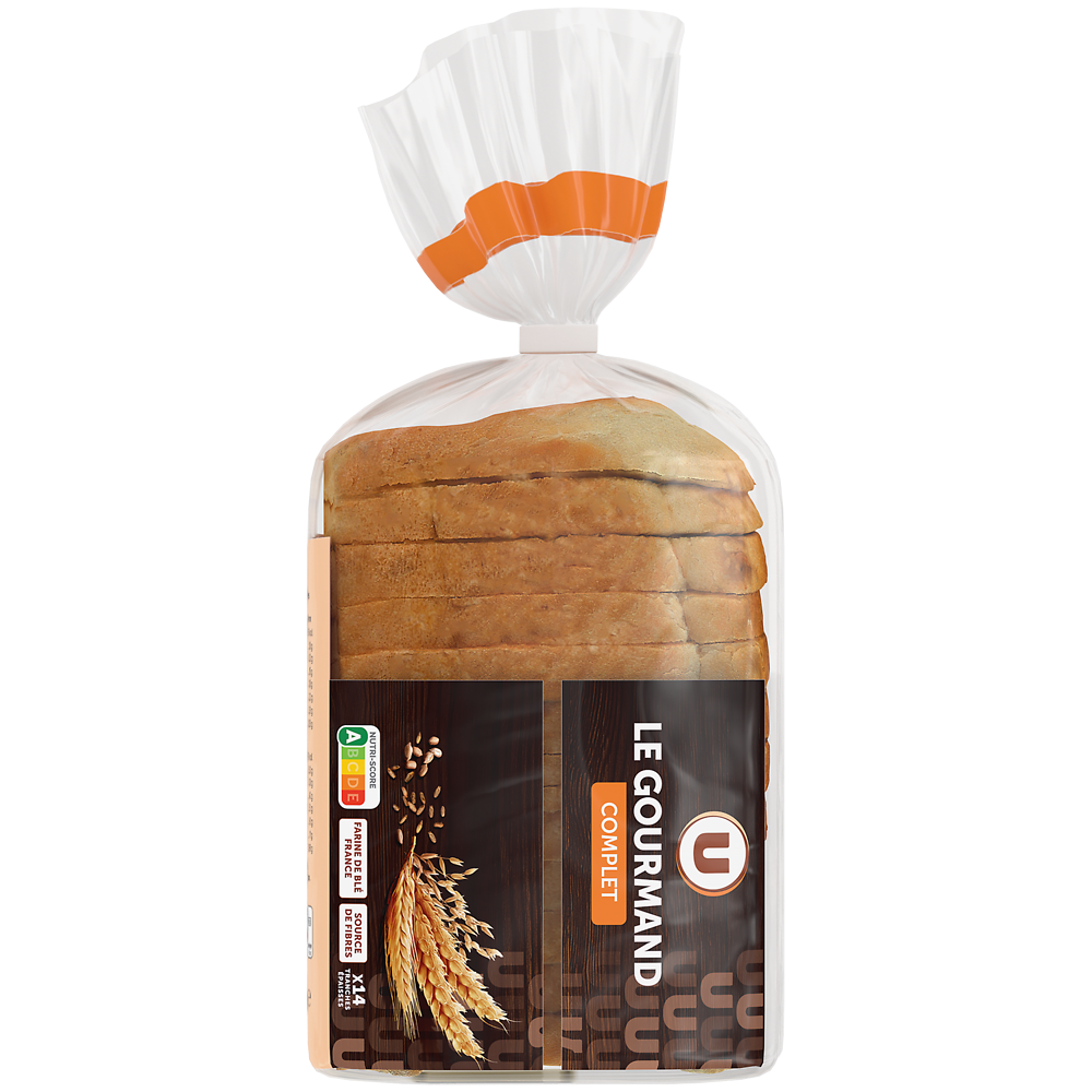 U Pain de mie gourmand complet  tranches épaisses 500g