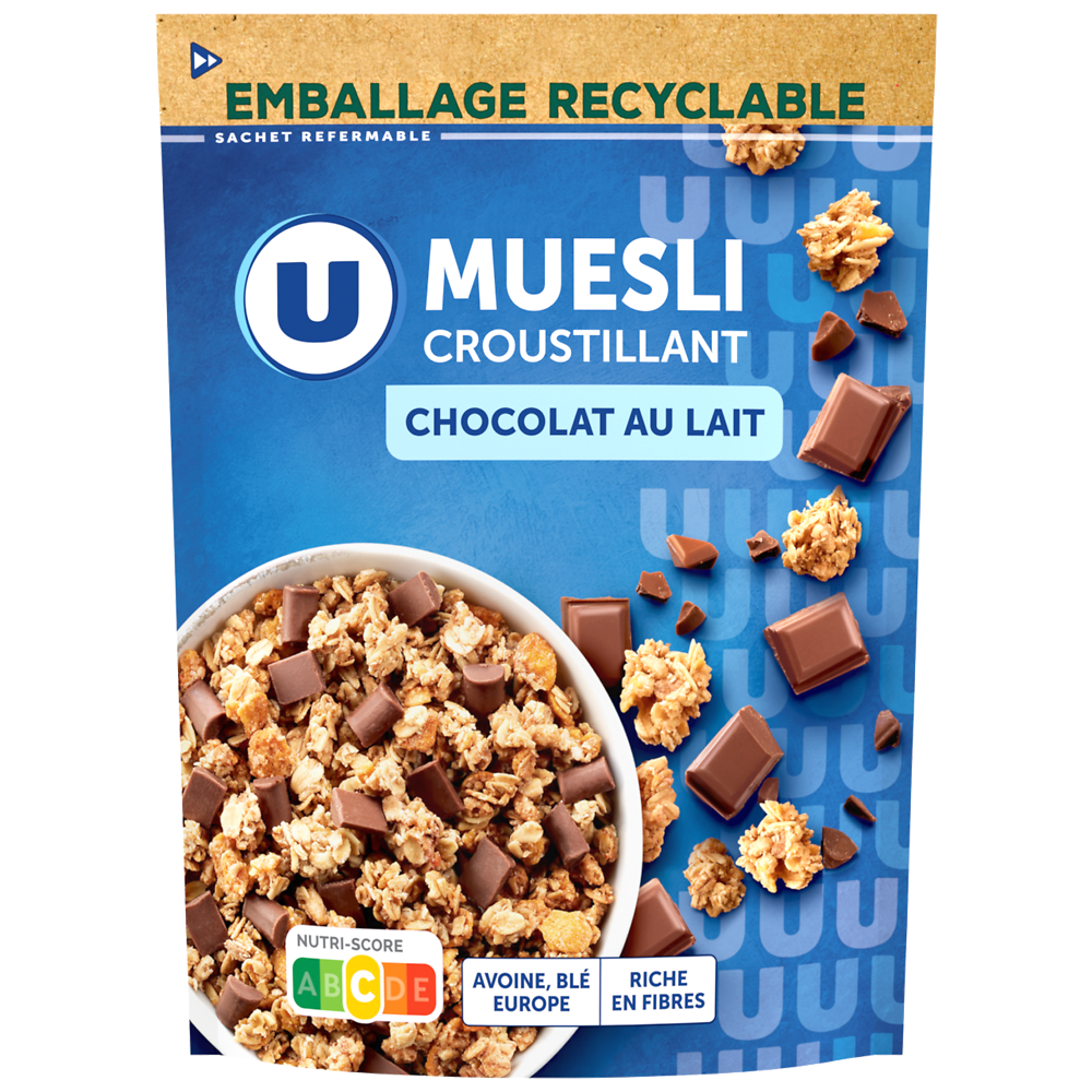 U Céréales Muesli croustillant au chocolat au lait  500g