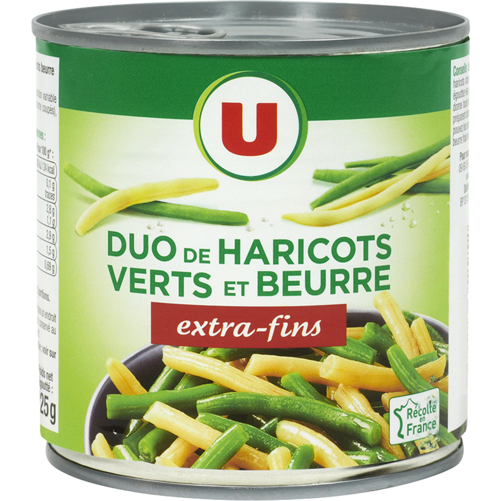 U Duo Haricots verts et beurre extra fins - Boîte de 225g net égoutté