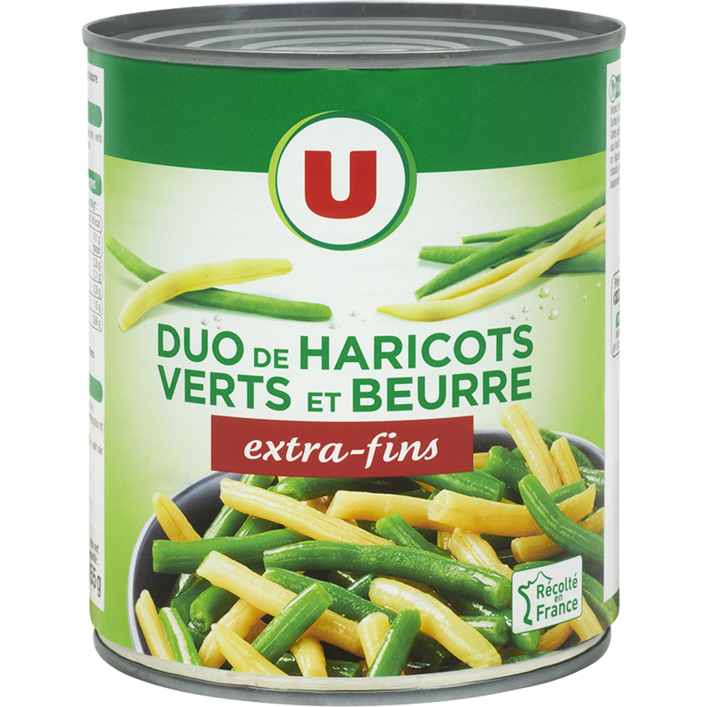 U Mélange haricots verts et beurre très fins - Boîte de 455g net égoutté