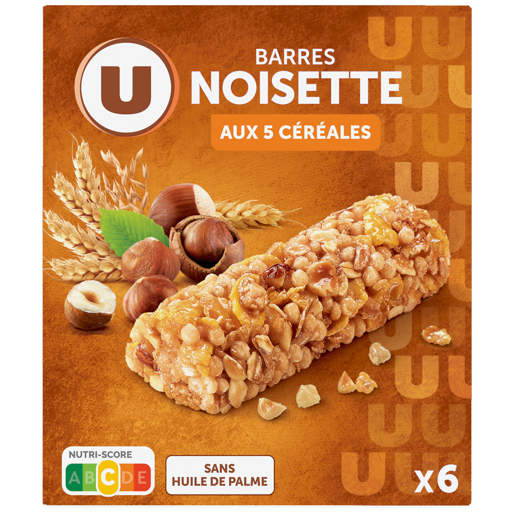 U Barres de céréales noisettes  x6  -  125g