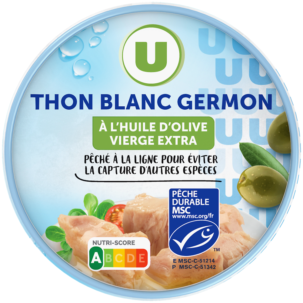 U Thon blanc entier huile d'olive  boîte de 160g