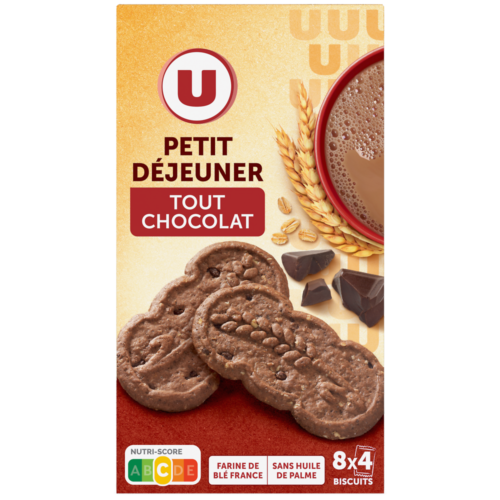 U Biscuits Petit déjeuner tout chocolat paquet de 400g