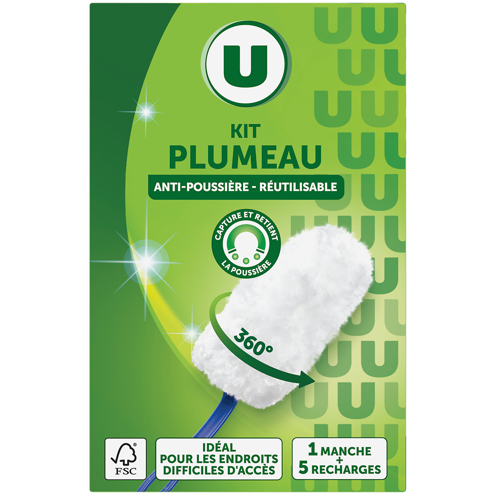 U Kit plumeau dépoussiérant 360°  1 manche + 5 recharges