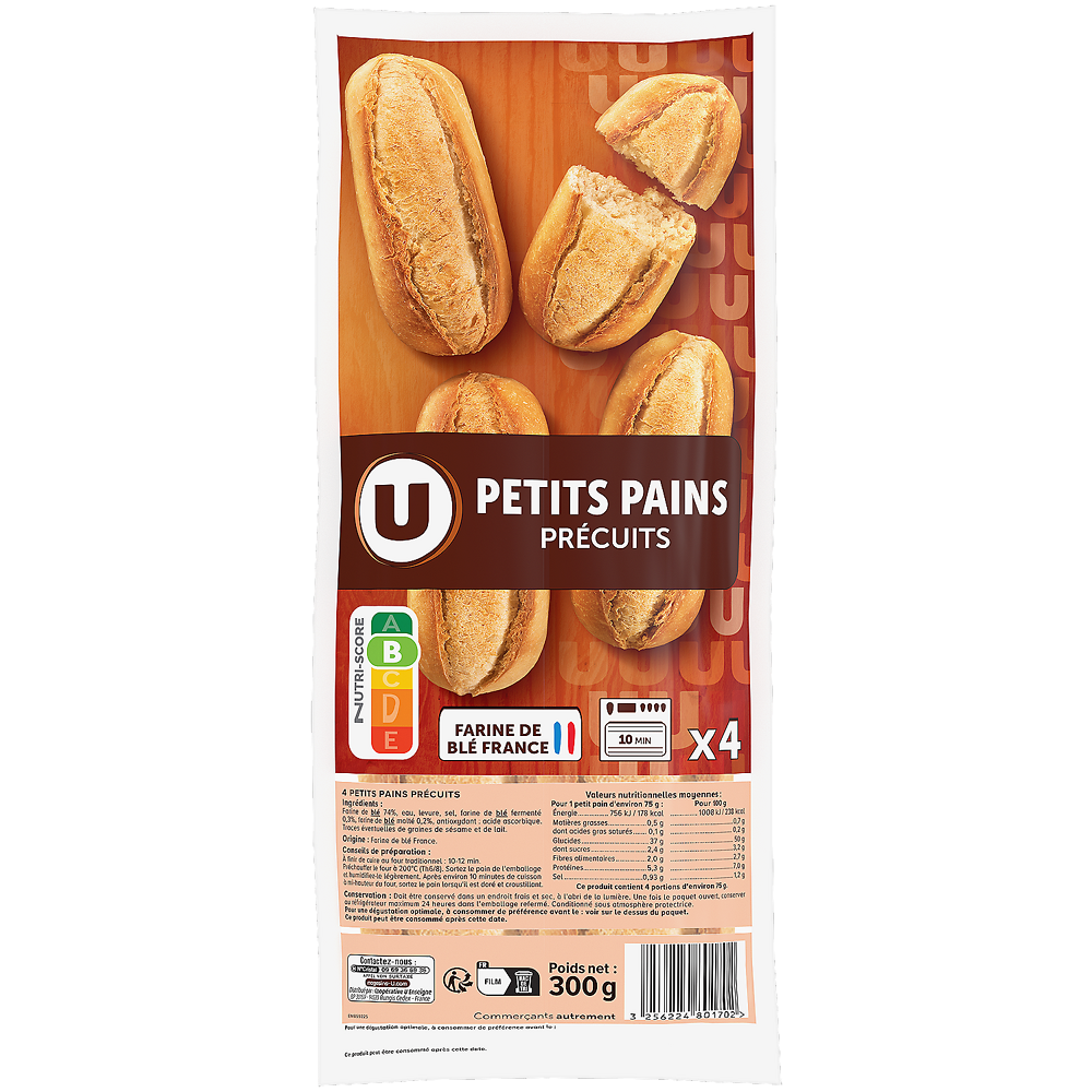 U Mini pains précuits  4 pièces, 300g