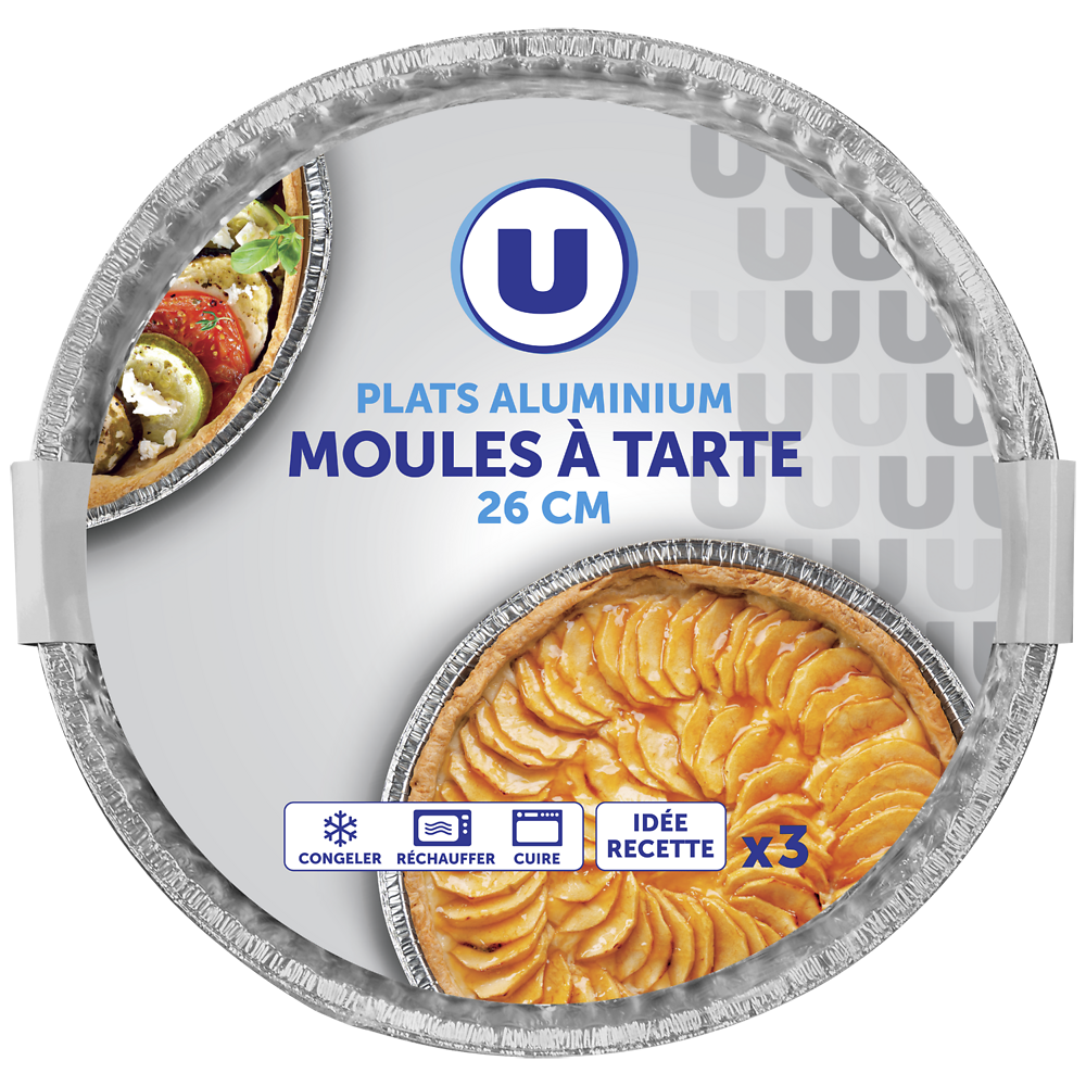 U Moules à tarte aluminium 26cm  x3