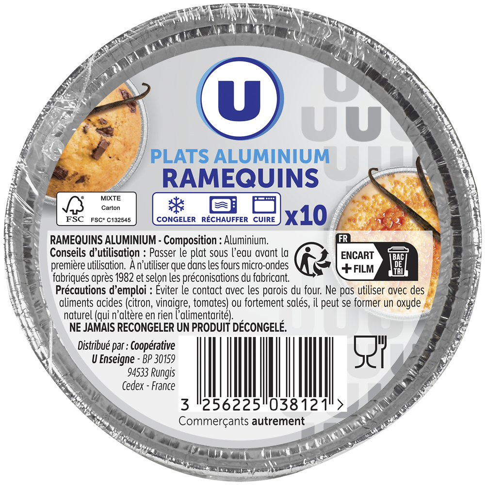 U Ramequins aluminium  x10