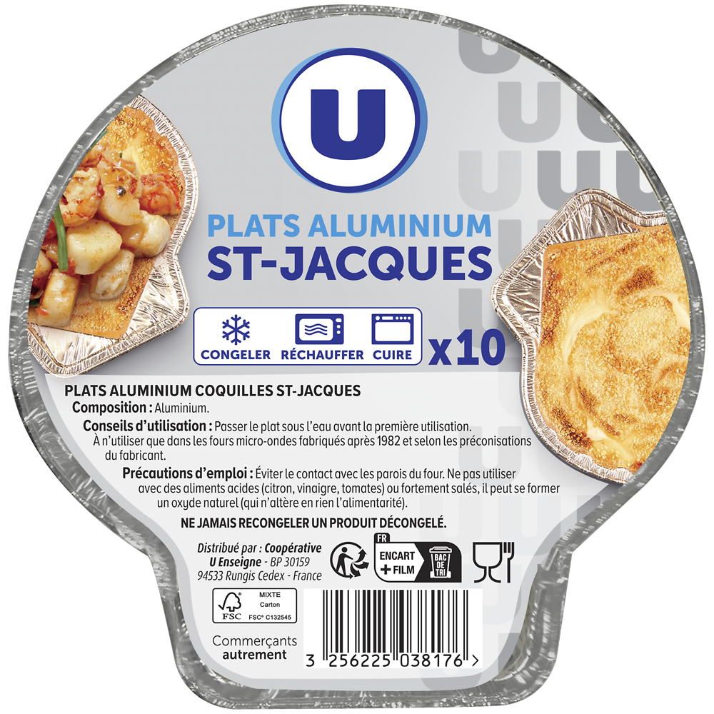 U Plats aluminium coquilles St-Jacques  x10