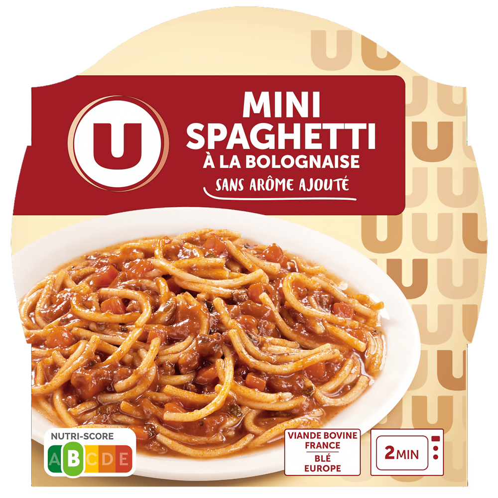 U Spaghetti à la bolognaise  barquette micro-ondable de 300g