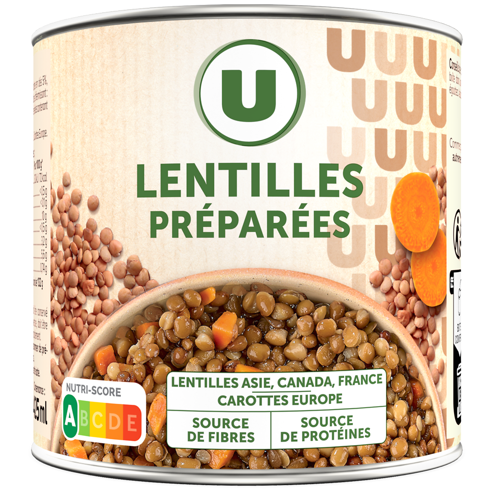 U Lentilles préparées - Boîte 265g