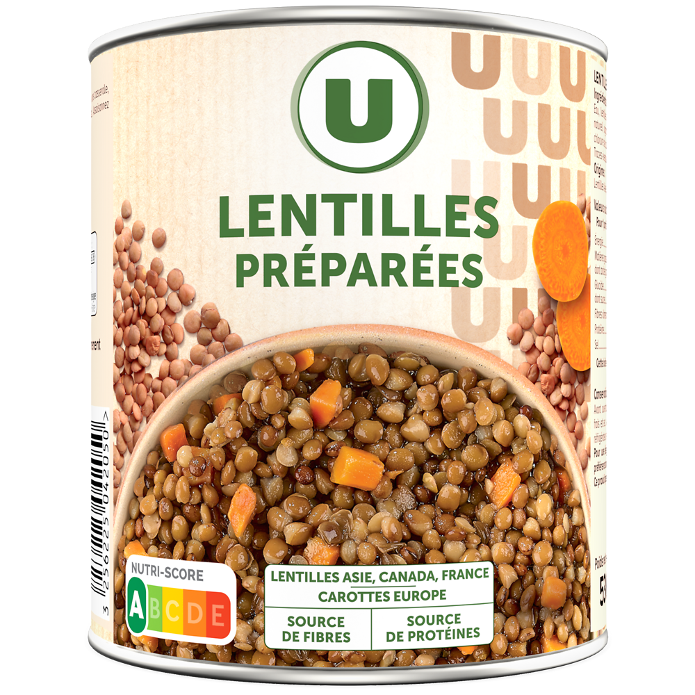 U Lentilles préparées - Boîte 530g