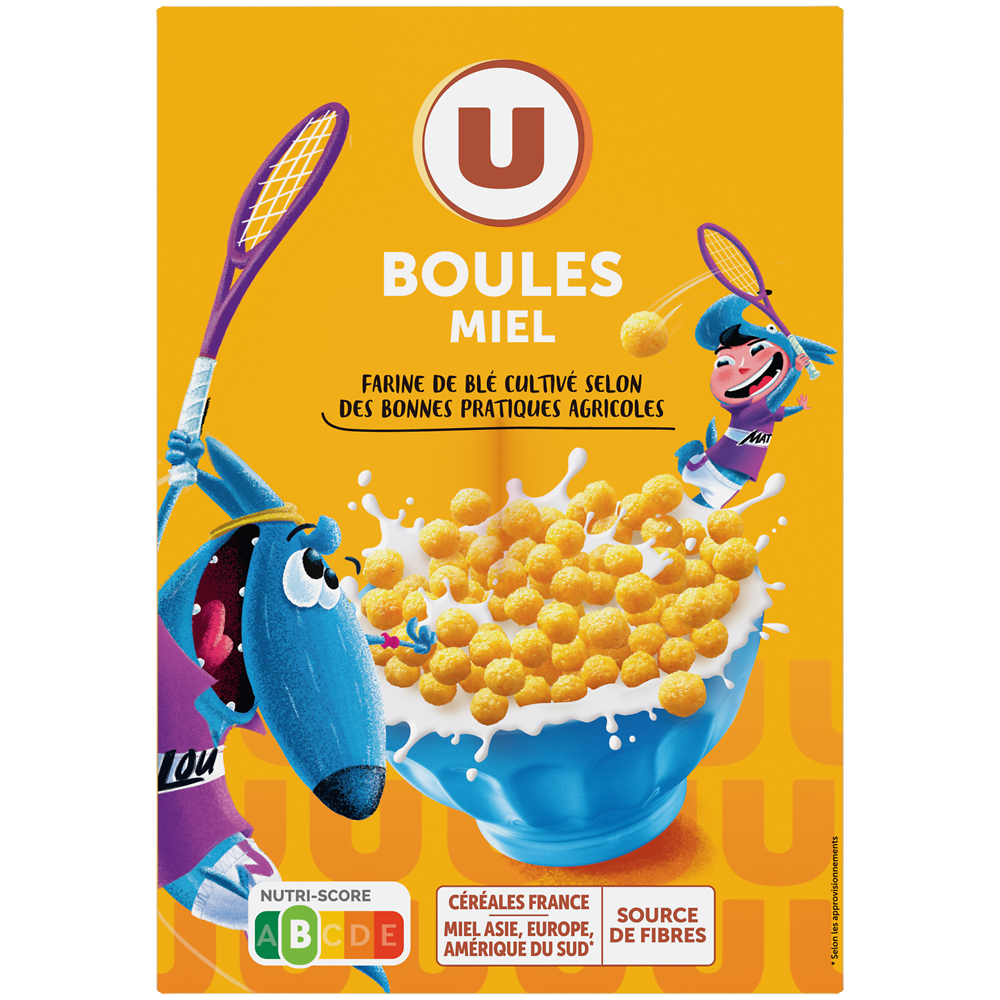 U MAT ET LOU Céréales Boules de céréales miel  375g