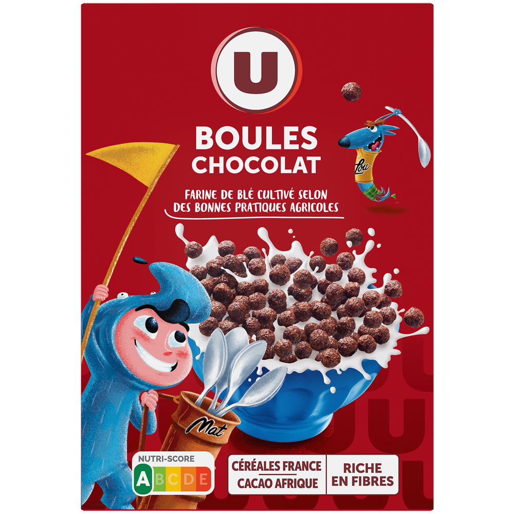 U MAT ET LOU Céréales Boules de céréales goût chocolat  375g