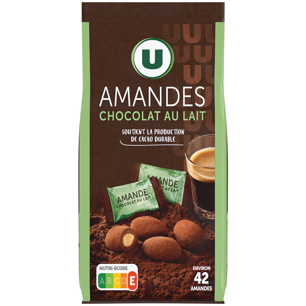 U Amandes chocolatées  paquet de 125g