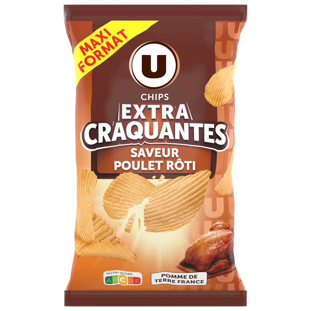 U Chips ondulées saveur poulet braisé  paquet de 270g