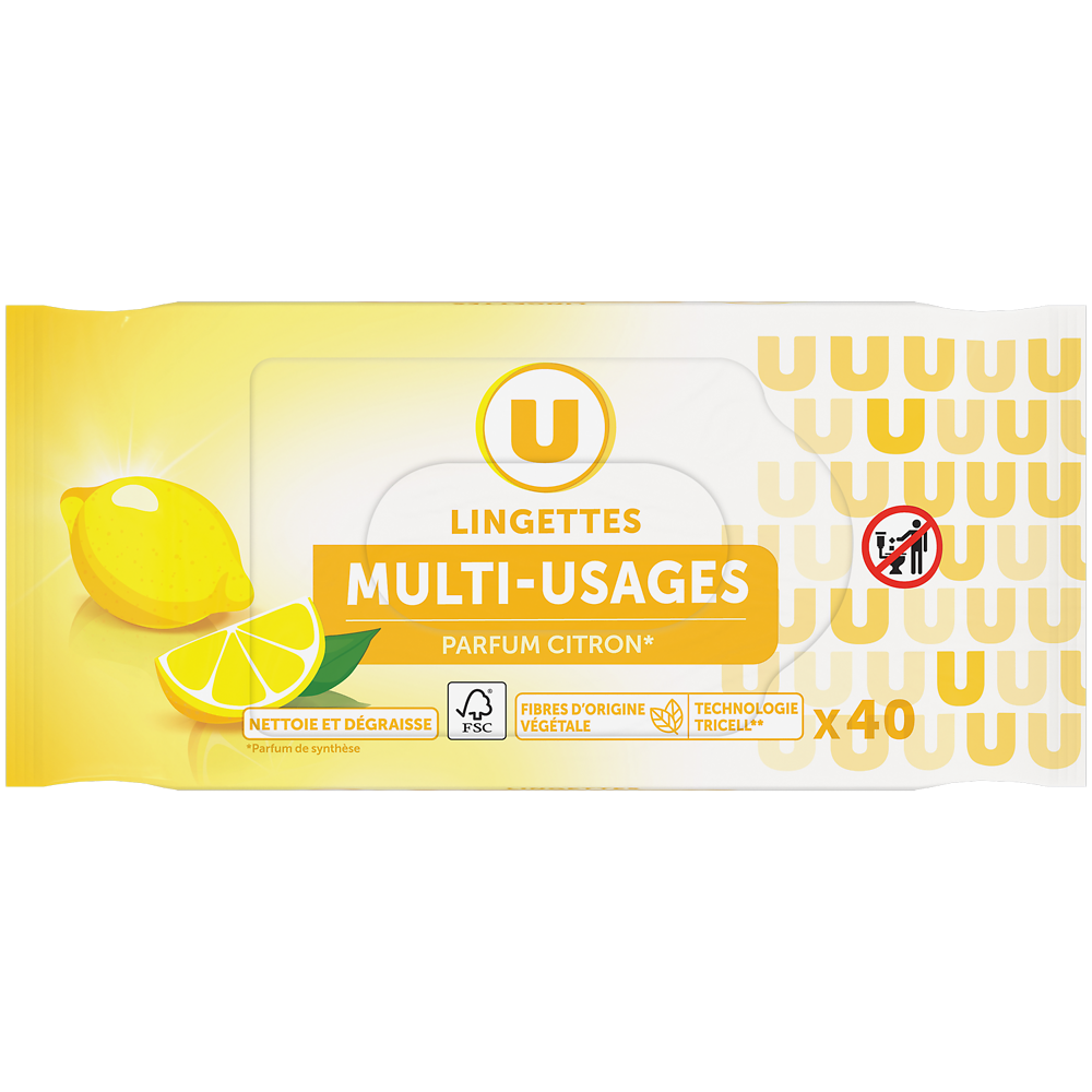 U Lingettes multi-usages parfum citron x40