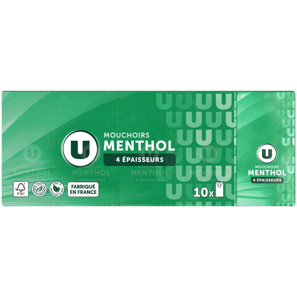 U Mouchoirs parfum menthol  10 étuis