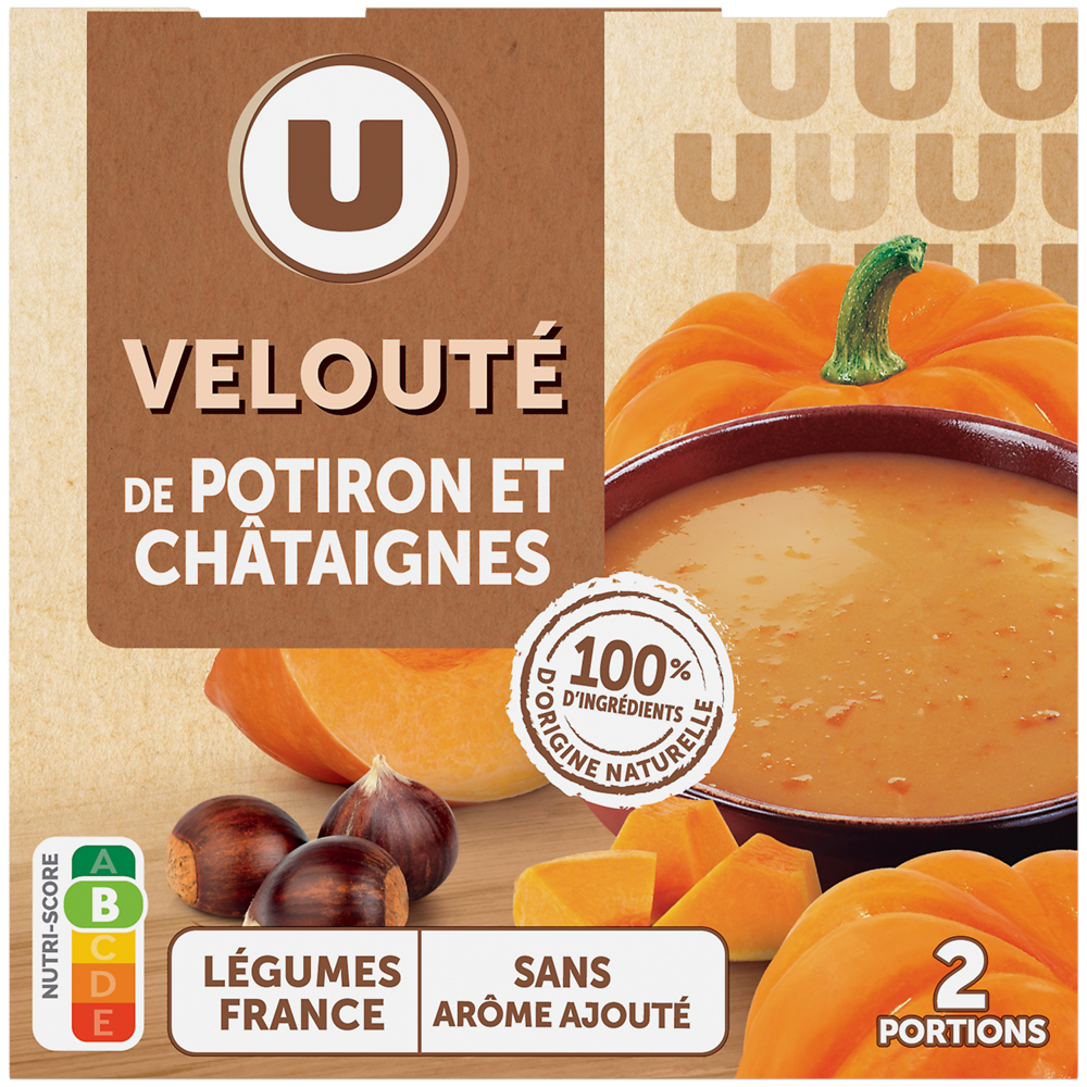 U Soupe Velouté potiron châtaignes 2 briques de 30cl