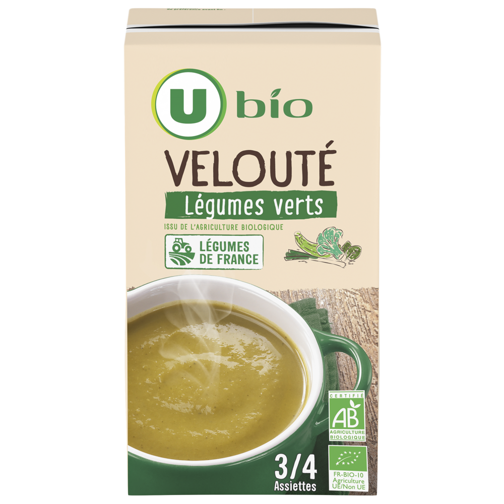 U BIO Soupe Velouté de légumes verts bio, 1L