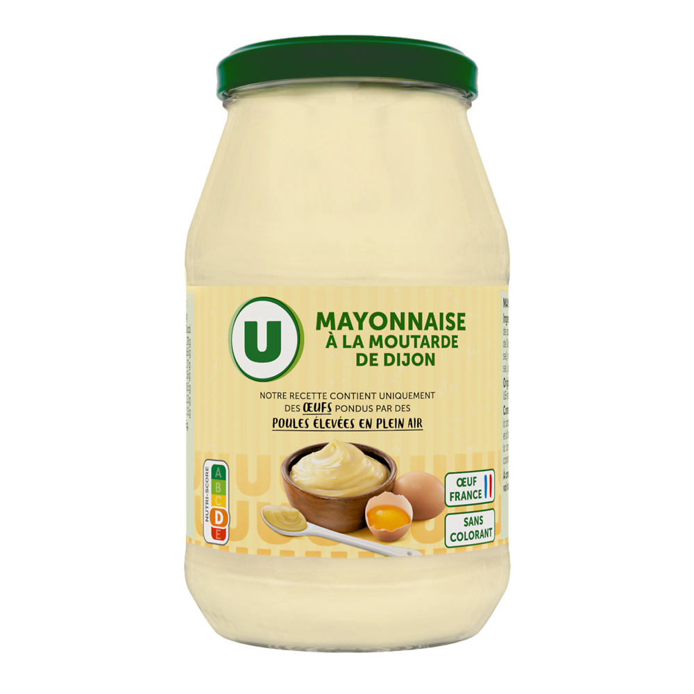 U Mayonnaise à la moutarde de Dijon sans colorant bocal 470g