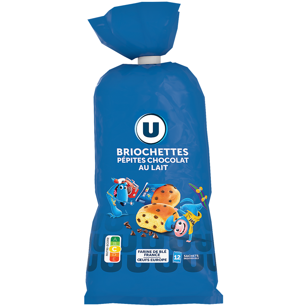 U Briochettes pépites de chocolat lait U x12  -  420G