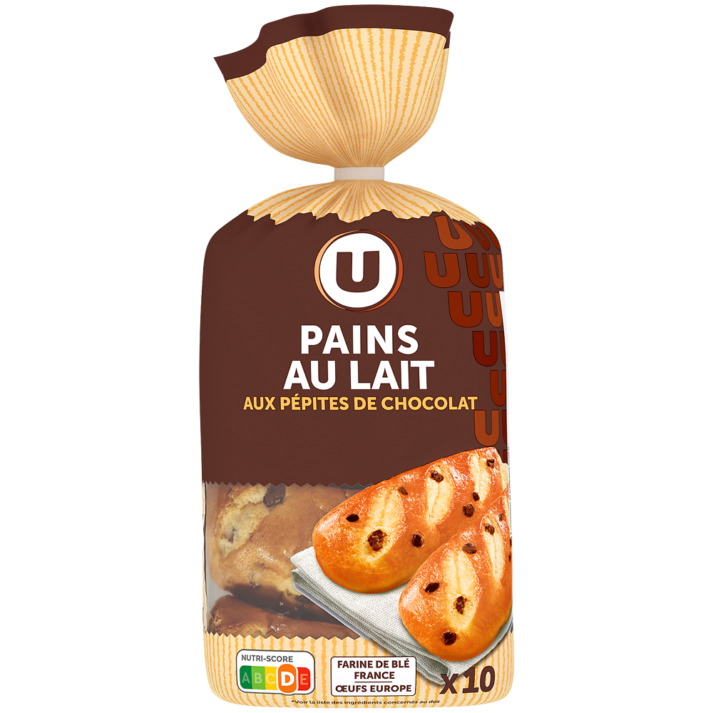 U Pains au lait aux pépites de chocolat au lait  10x350g