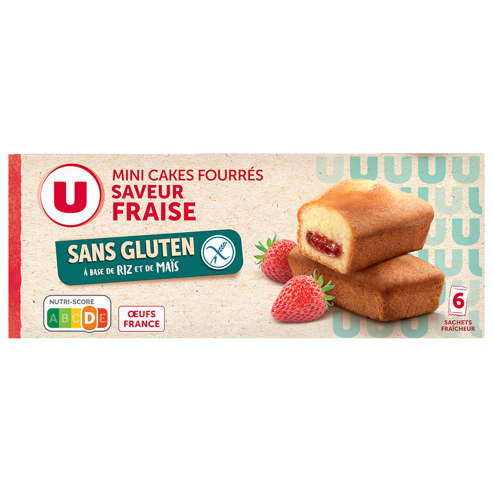 U SANS GLUTEN Cakes fourrés saveur fraises sans gluten 210g