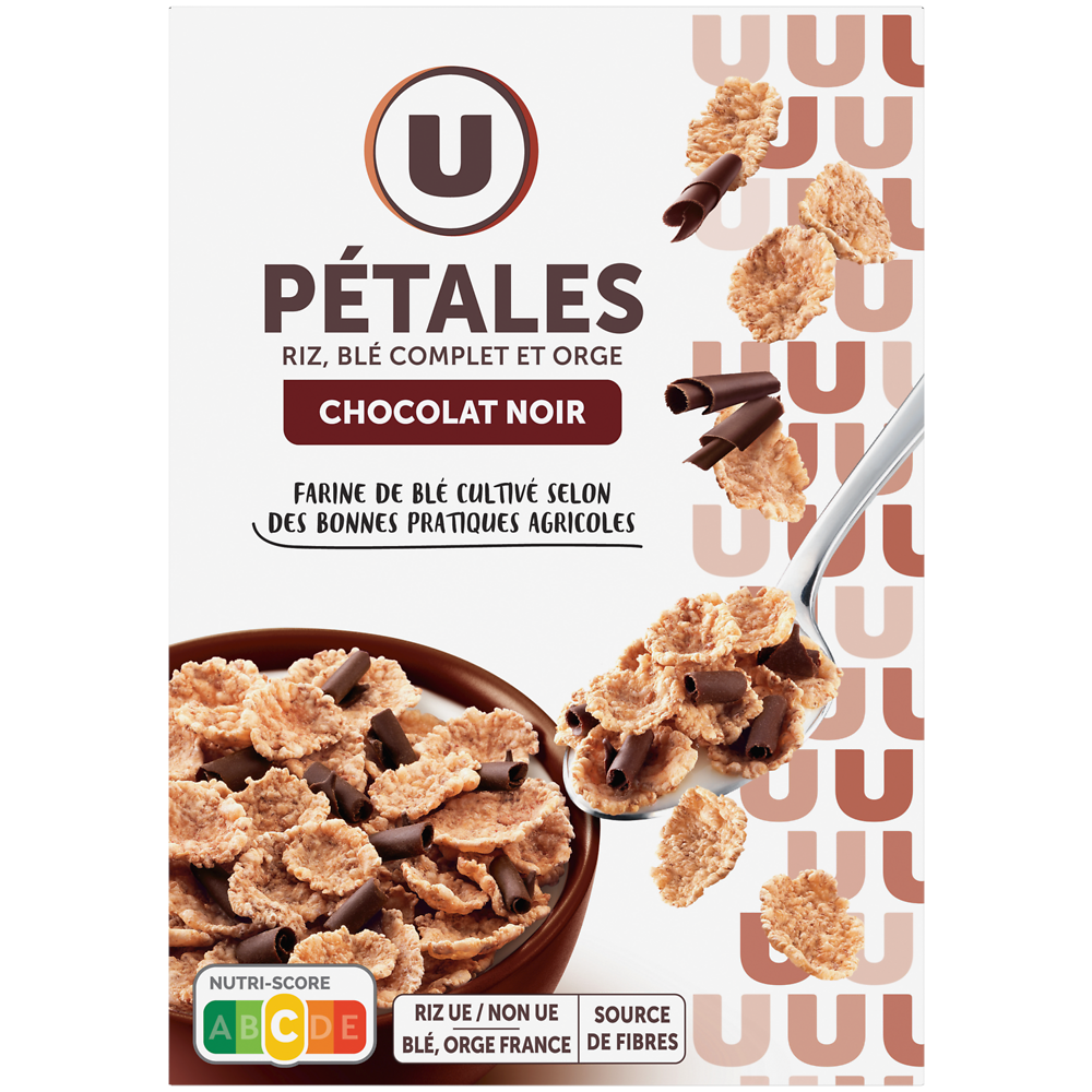 U Céréales Pétales de riz et de blé orge chocolat noir  550g