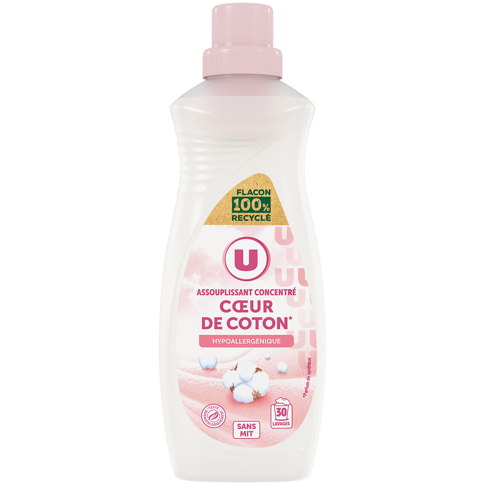 U Adoucissant concentré coeur de coton  flacon de 750ml