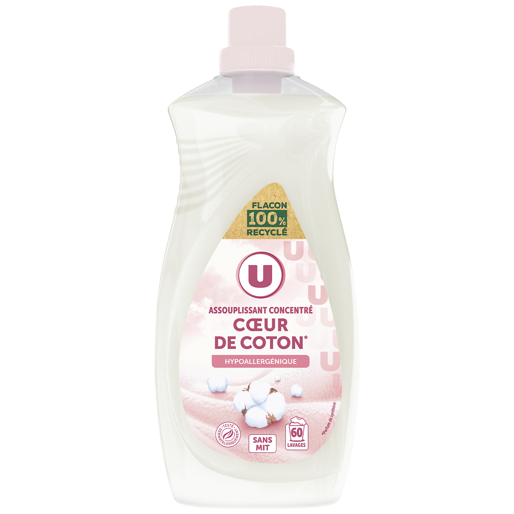 U Adoucissant concentré coeur de coton  60 lavages, 1,5L