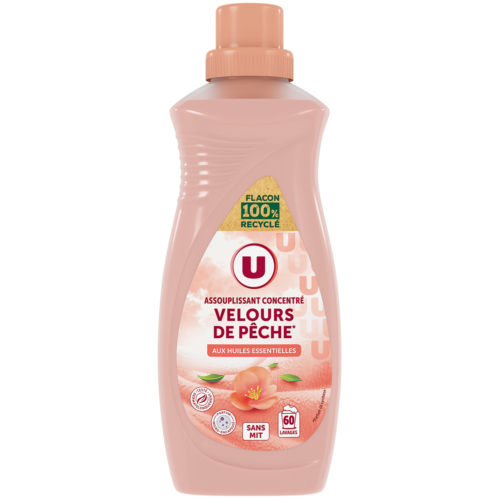 U Adoucissant concentré velours de pêche  60 lavages soit 1.5l