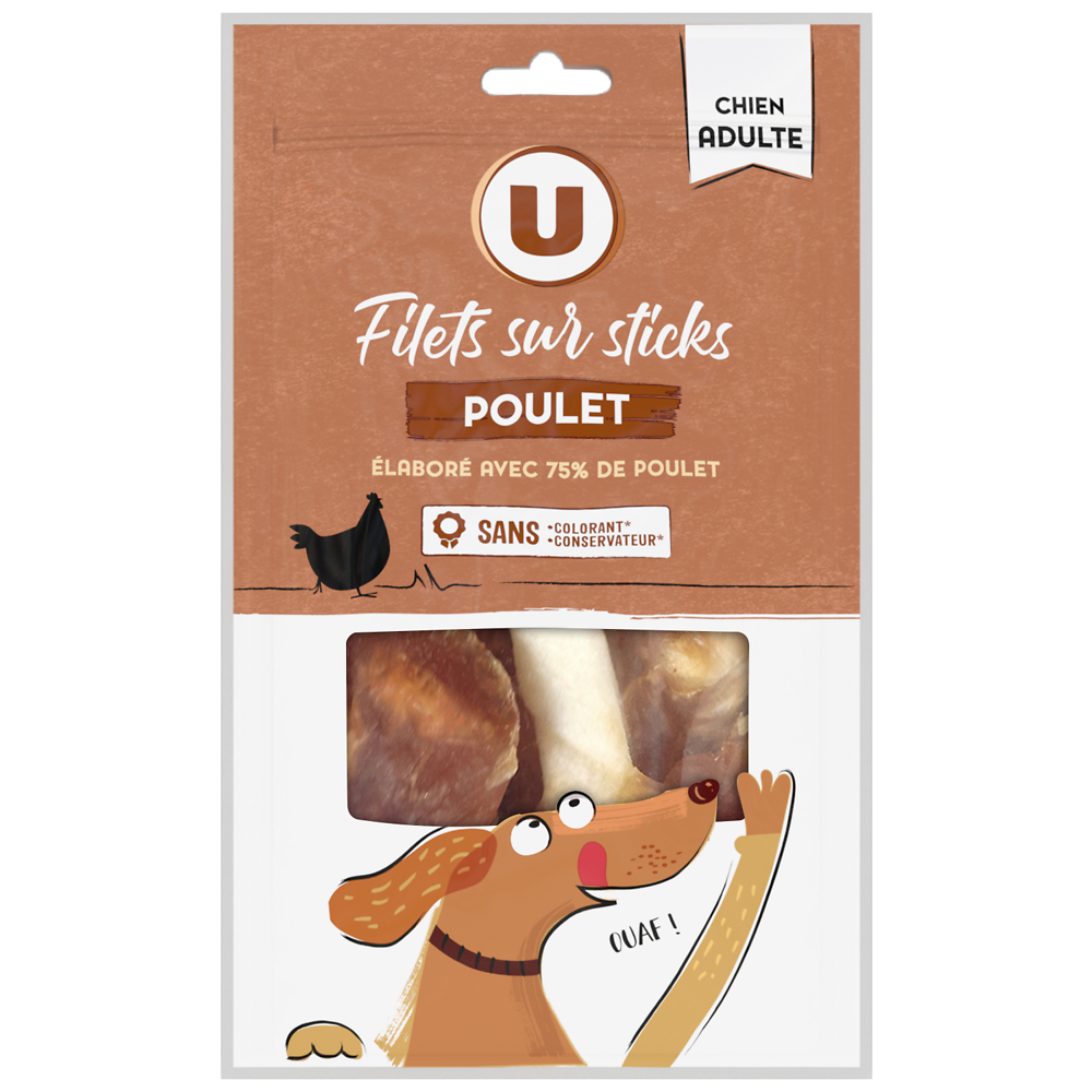 U Friandises Filet de poulet pour chien sur stick, 80g