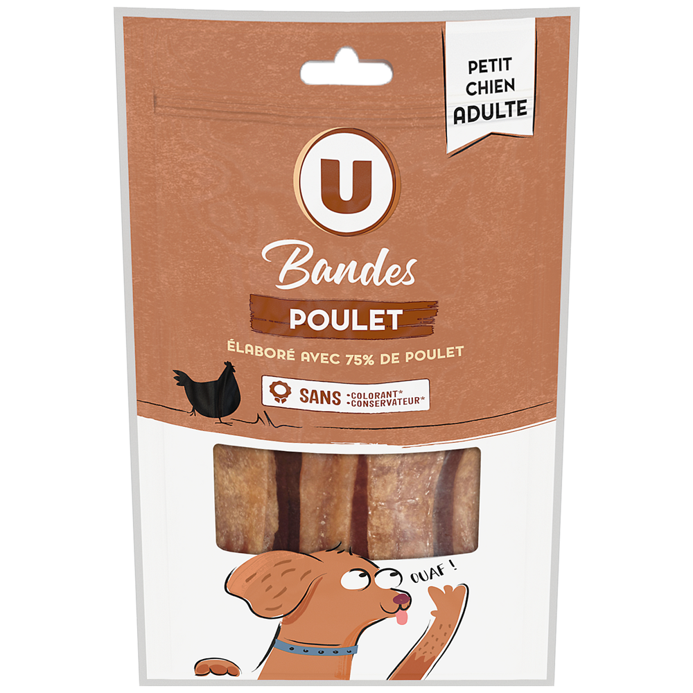 U Friandises Bandes de poulet pour mini chien 80g