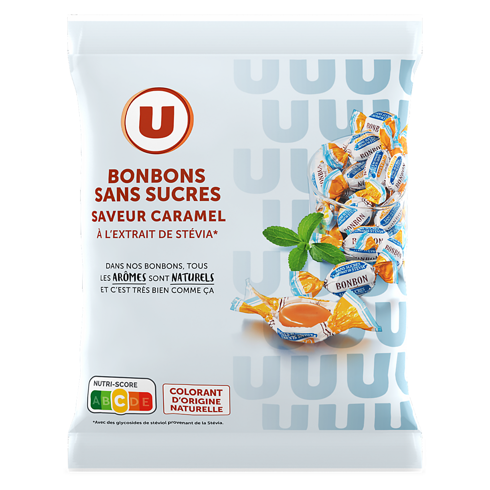 U Bonbons sans sucre saveur caramel stevia  120g