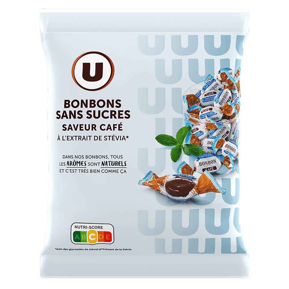 U Bonbons saveur café sans sucre stevia  120g