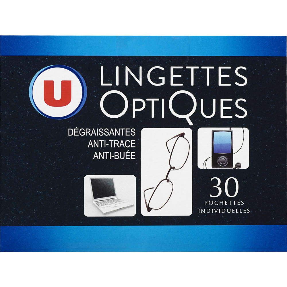 U Lingettes nettoyantes pour lunettes  x30