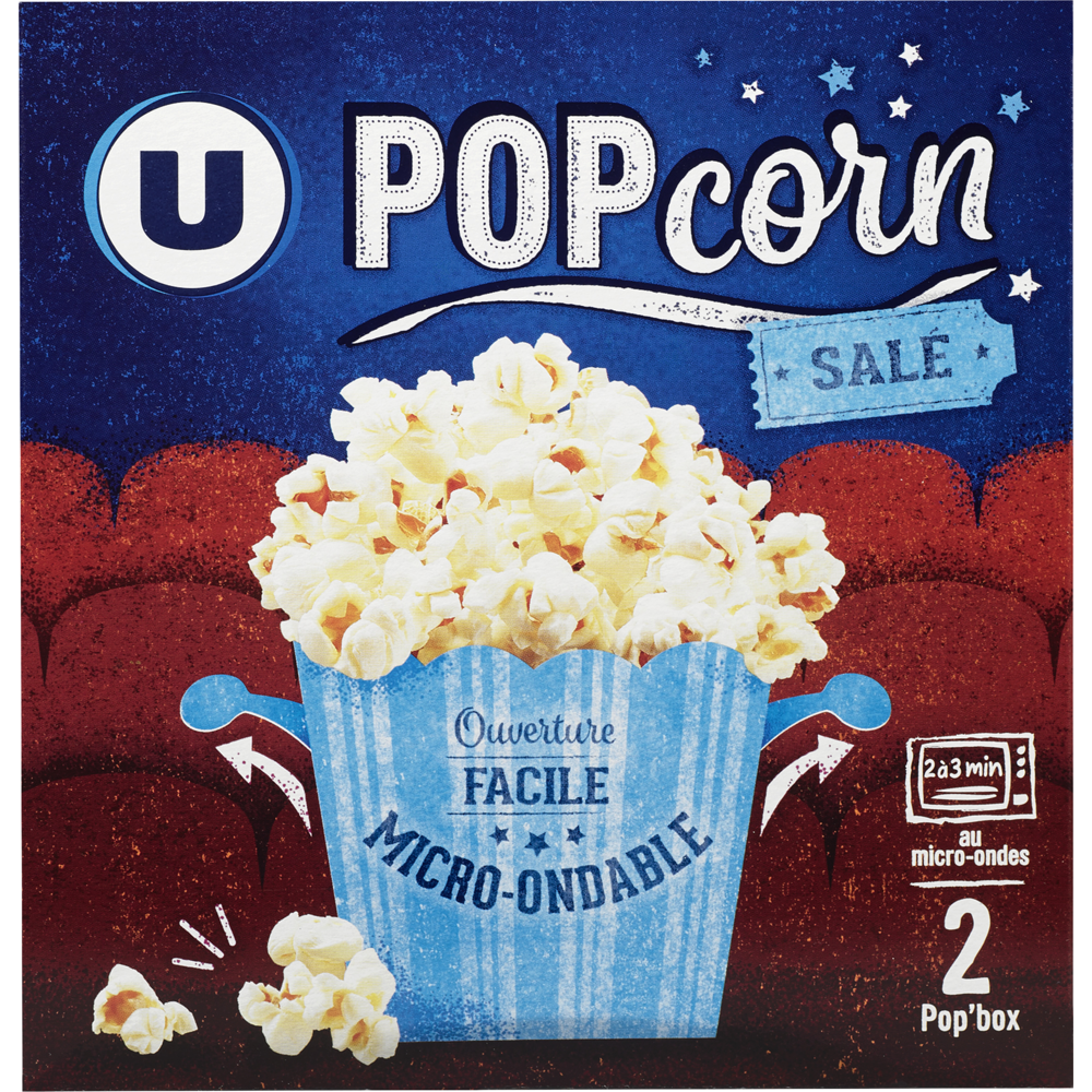 U Popcorn salé micro ondable en gobelet  2x100g