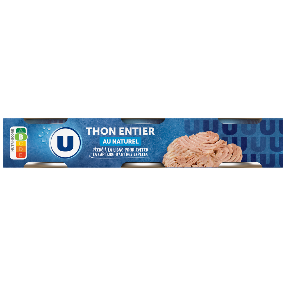 U Thon naturel pêché à la ligne  3 boîtes de 1/10  -  168g