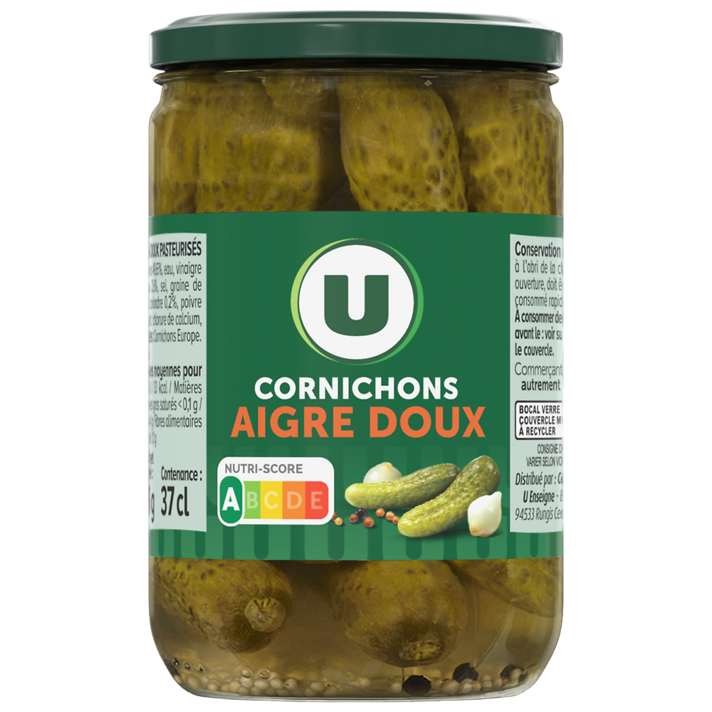 U Cornichons aigres-doux  72cl, 360g