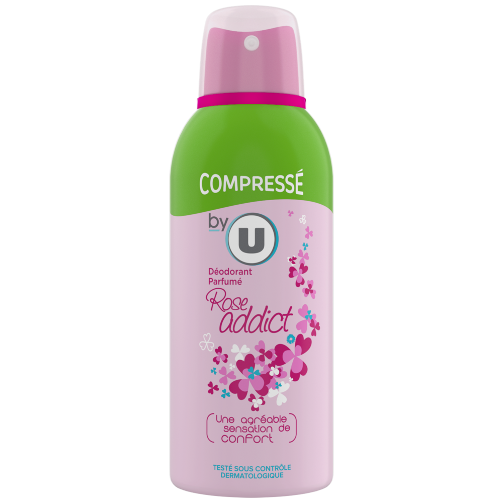 BY U Déodorant compressé pour femme parfum rose addict  atomiseur de 100ml