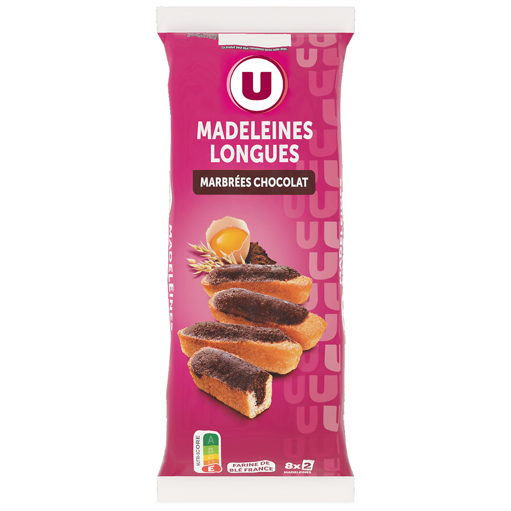 U Madeleines longues marbrées chocolat  250g